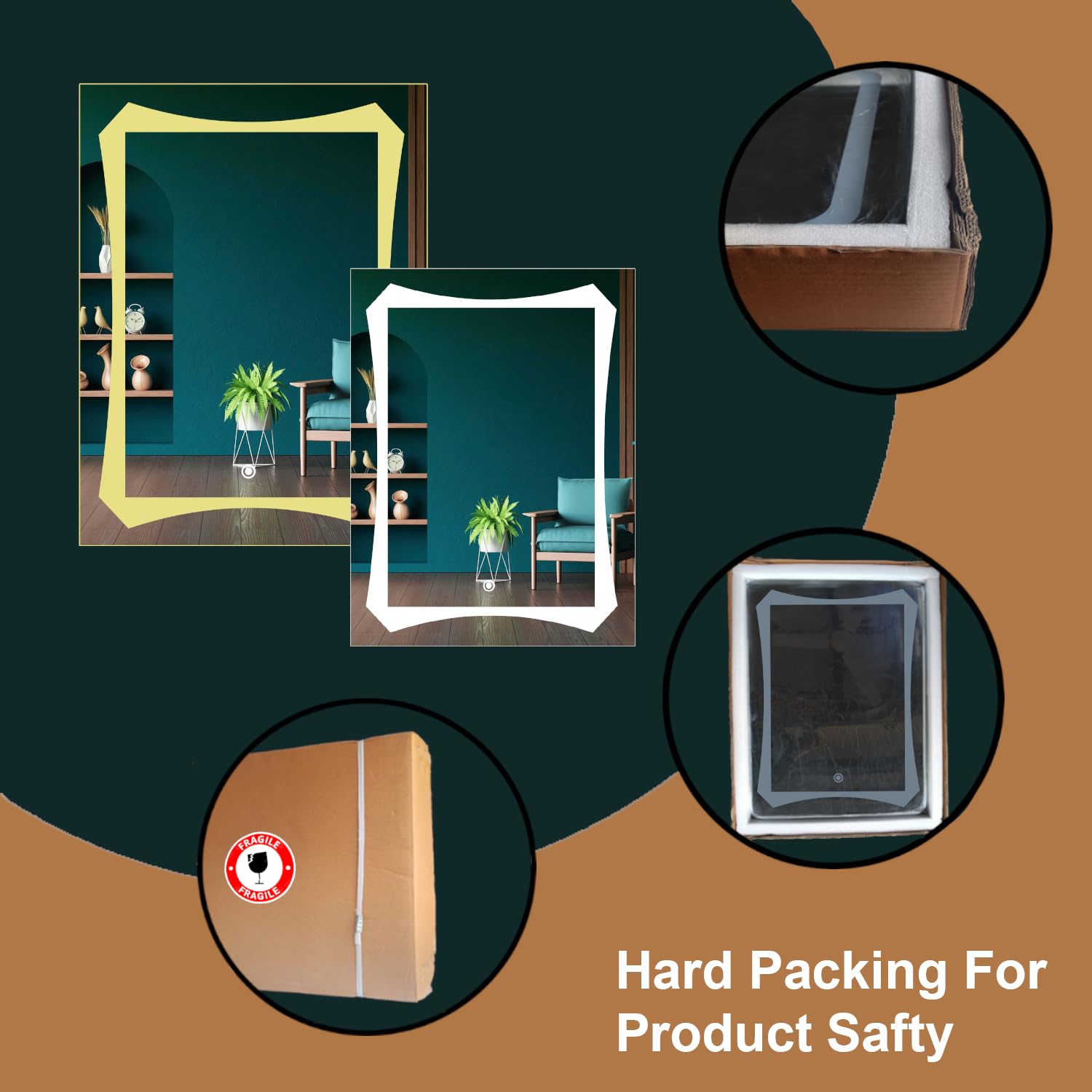 Sunsyze Modern Led Mirror for Bathroom & Bedroom, Styles Mirror with Light - Image 5