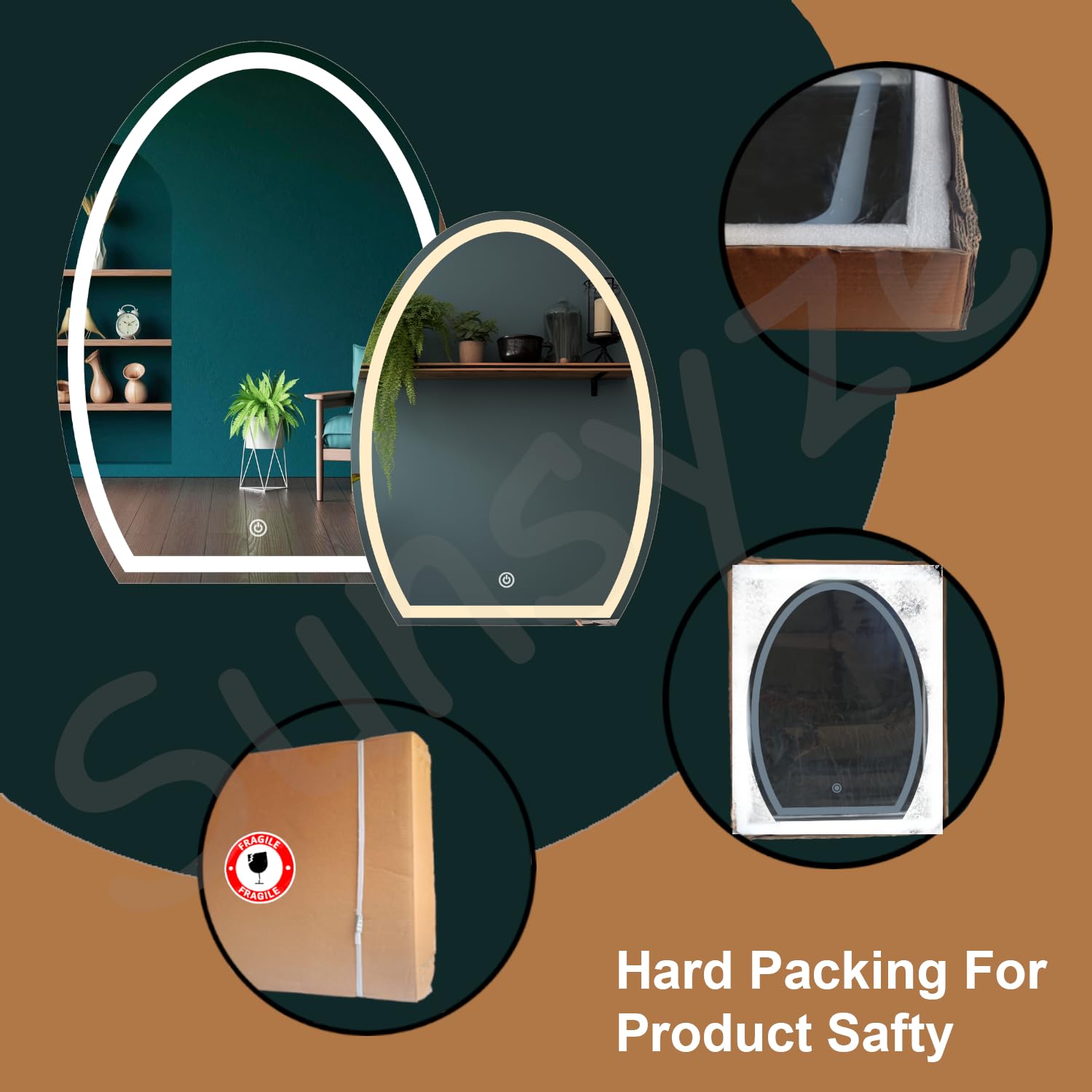 Sunsyze Modern Led Mirror for Bathroom & Bedroom, Styles Mirror with Light - Image 6