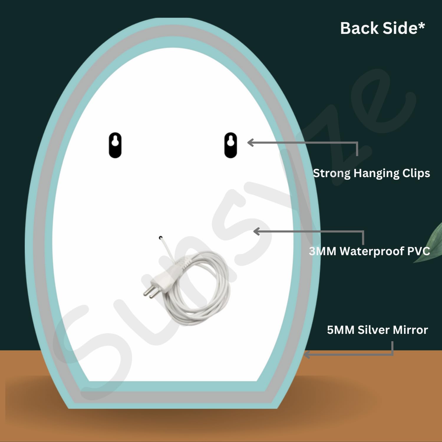 Sunsyze Modern Led Mirror for Bathroom & Bedroom, Styles Mirror with Light - Image 3