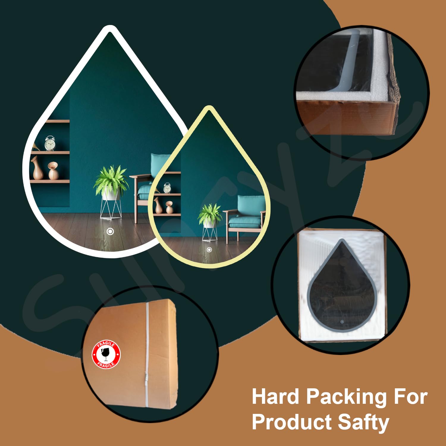 Sunsyze Modern Led Mirror for Bathroom & Bedroom, Styles Mirror with Light - Image 5