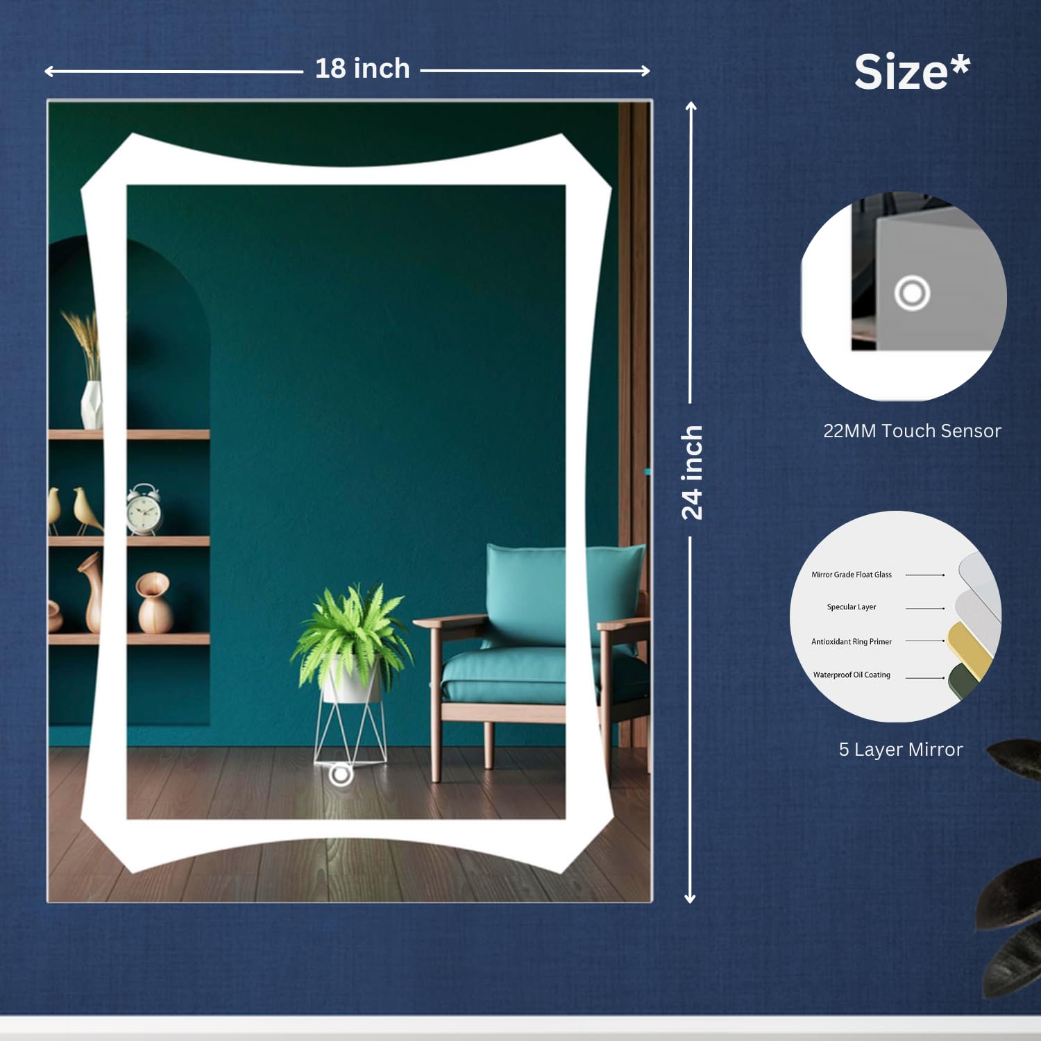 Sunsyze Modern Led Mirror for Bathroom & Bedroom, Styles Mirror with Light - Image 3