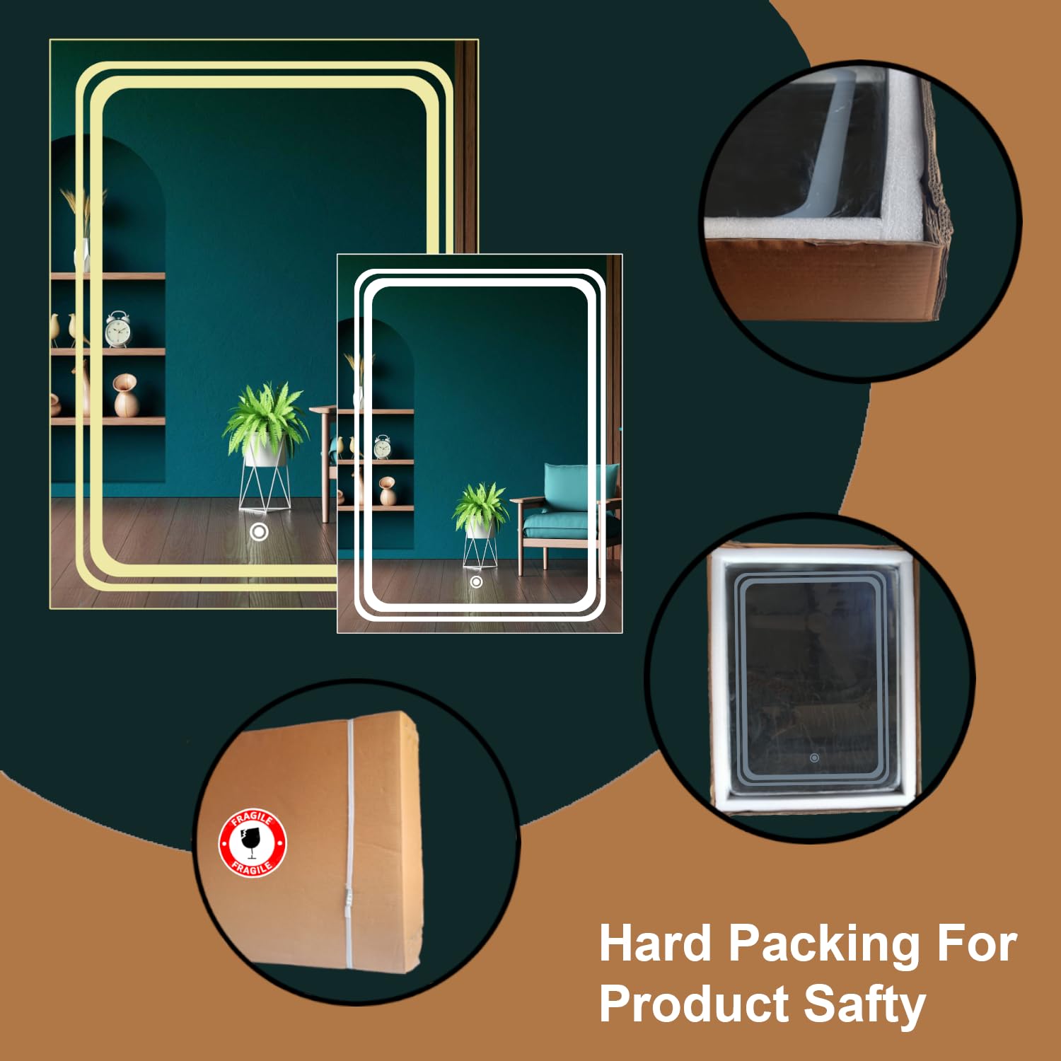 Sunsyze Modern Led Mirror for Bathroom & Bedroom, Styles Mirror with Light - Image 5