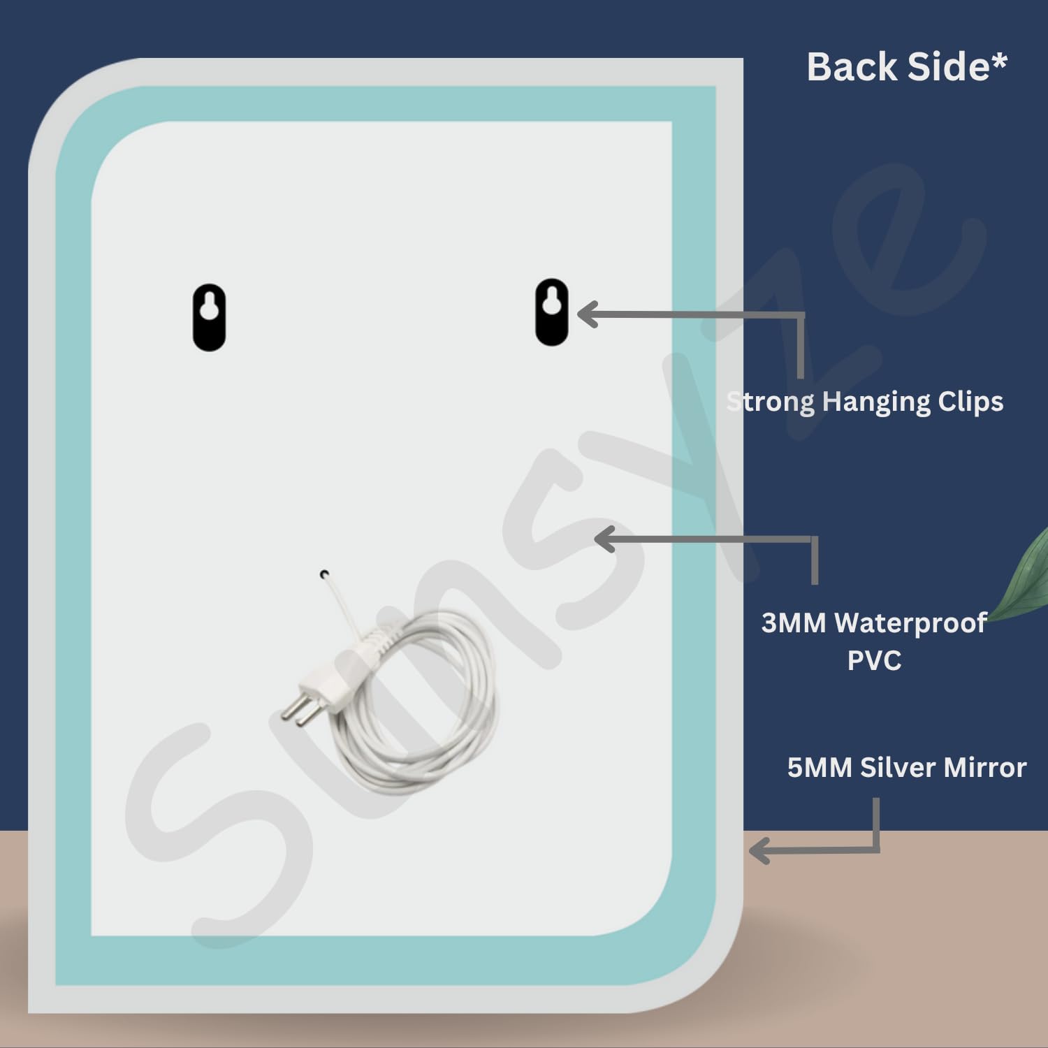 Sunsyze Modern Led Mirror for Bathroom & Bedroom, Styles Mirror with Light - Image 3