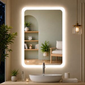 Sunsyze Modern Led Mirror for Bathroom & Bedroom, Styles Mirror with Light