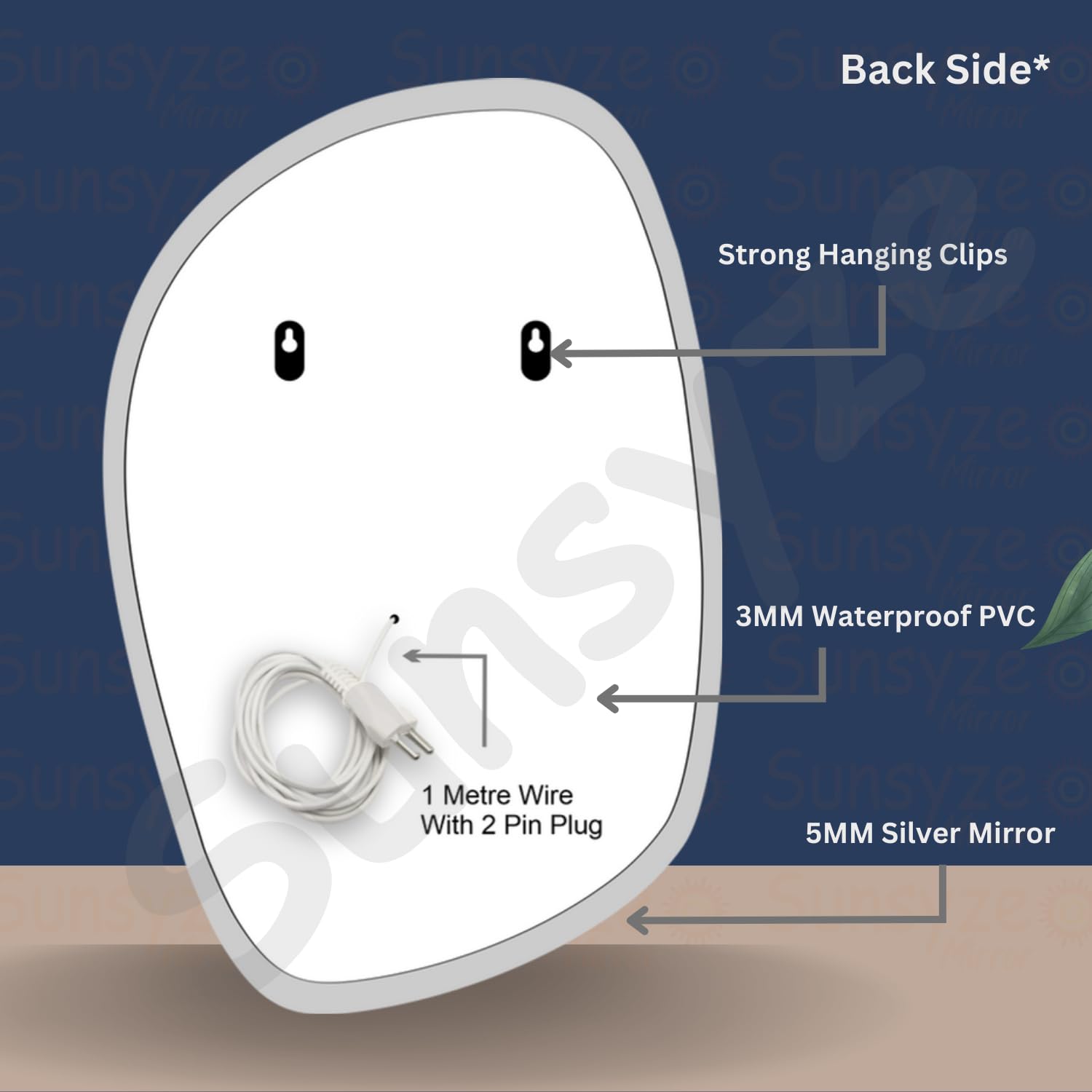 Sunsyze Modern Led Mirror for Bathroom & Bedroom, Styles Mirror with Light - Image 3